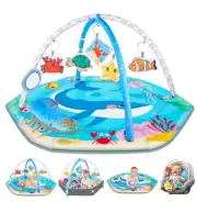 Baby Gyms Play Mats, 8-in-1 Tummy Time Mat & Ball Pit for 0/3/6/12 Months (Blue)