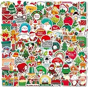 100 PCS Christmas Stickers,Cute Holiday Stickers for Kids Adults Teens,Cartoon Santa Claus Stickers for Water Bottle Laptop Skateboard Notebook