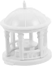 GARIOUANS Miniature Gazebos Figurine: 1:100 Scale Zen Garden Gazebos Ornament Vintage Pavilion Statue Plants Pot Bonsai Micro Landscape Decoration