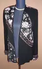 TOMMY N LOULOU Black Floral Patchwork Open Lightweight Jacket Size S NWT