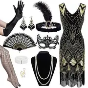 Roaring 20s 1920s Cocktail Dress Flapper Dress Outfits Prom Dress The Great Gatsby Charleston Wedding Guest Sequins Tassel Fringe Feather Women's New Year Masq