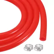 3.3ft Silicone Tubing 4mm x 6.4mm Plastic Tube with 2pcs Clamps Red