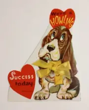 Vintage 1960s Hound Dog Valentine Card "We're A Howling Success Today"