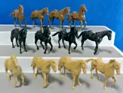 Classic Toy Soldiers Cavalry Horse Set x 12 (54MM) Brown/Black/Tan 12 in 4 Poses