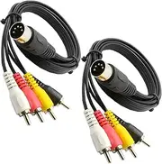 Tunghey 2Pack DIN 5 Pin to 4RCA Cable, Old Style Equipment Adapter Socket 1.5M