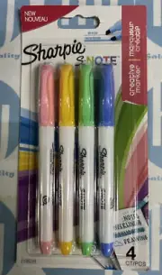 Sharpie S-Note Creative Markers - Chisel Tip Fun Assorted Colours - Pack of 4