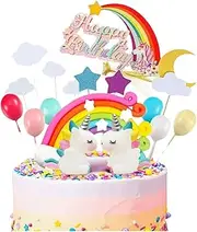 EZONEDEAL Unicorn Cake Topper Party Supplies Decorations, Cloud Rainbow Balloon Cupcake Topper Kit, Cake Decorations For Birthday Wedding Baby Shower Party, Unicorn Birthday Decorations(Baby Unicorn)