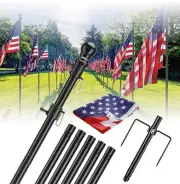 Heavy Duty Ground Flag Pole Kit - 8.2FT Tangle Free Inground Flagpole with Anti-