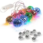 West Ivory 5.5 feet 10 Mixed Multi-Colors Mirror Disco Ball String Fairy Globe