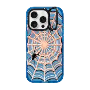 iPhone 16 Pro Impact Ring Stand Case MagSafe Compatible HALLOWEEN SPIDER WEB 4, SPOOKY SPIDERS CORAL PEACH SCARY INSECTS CREEPY BUGS TRANSPARENT