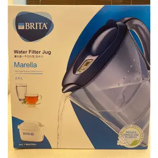 德國BRITA 德國製。馬利拉記憶型2.4L濾水壺／藍【內含濾芯x1】-全新