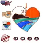 Sunset, Sea, and Mountains Heart Stained Glass Suncatcher - Thoughtful Gift Idea