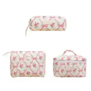 Quilted Toiletry Bag Travel Cosmetic Bows Makeup Bag Bows Cosmetic Bag