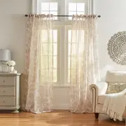 Elrene Home Fashions Westport Floral Tie-Top Sheer Curtain Panel, 52 x 84