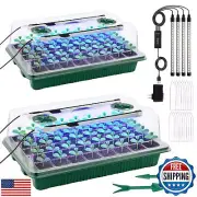 NEWKITS 2 Packs Starter Tray with Grow Light, 80 Cells Seed Starter Kits with