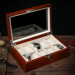 雅式紅櫻桃原木手裱盒純實木天窗手裱展示收藏盒實木收納盒10裱位
