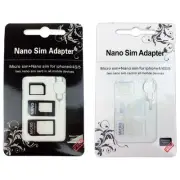 SIM Card Adapter Kit 4 in 1 Nano Micro Standard Size Converter Tray for iPhone