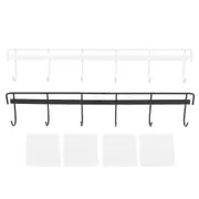 2pcs Wall Mounted Coat Rack Stainless Steel Wall Hanging Coat Hook Rail with 6 Hooks for Clothes Towel Hat 6 Hooks 1 Black 1 White