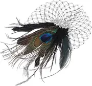 [VALICLUD] Feathered Fascinator Hair Clip with Vintage Netting Retro Costume Headpiece for Women for Weddings Parties and Themed Events Stylish Design with Stable Hold