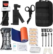 Emergency Survival Kits, Tactical Military Trauma First Aid Kit, Molle EMT IFAK Pouch Outdoor Gear Tourniquet Bandage Bleeding Control Kit for Camping Hiking Hunting Travel Car Adventures