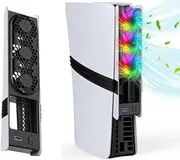Coyktonty Cooling Fan for PS5 Pro/PS5 Slim with LED Light,PlayStation 5 pro Fan Cooler System, Adjustable Speed (3 Speeds Mode),Low Noise Compatible with disc and Digital Versions (White)
