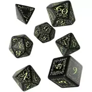 Q Workshop Wonderful Elvish Black and Glow In The Dark Dice Set of 7 Pieces