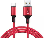 Braided USB C Cable 2M - 1M USB A to USB C Charger Cable Nylon Fast Charging Cord Compatible for Android, Samsung, Xiaomi, Huawei, Oppo, iPhone 15 (Red, 2M)
