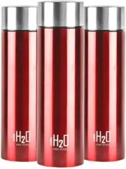 Stainless Steel Water Bottle Set of 3 - 1 Litre each Red