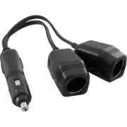 Dual Cigarette BLK DC Adaptor Twin Lead Cigarette Lighter Sockets for Car Outlet