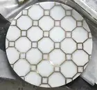 White Marble Coffee Table Top with Brass Inlay / Living Room Table Top in Stone