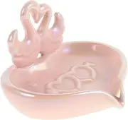 DONFAMDS Self Draining Soap Dish Swan Statue for Bathroom Ceramic Decorative Tray for Sink Countertop Space Efficient Soap Holder with Easy Clean Design