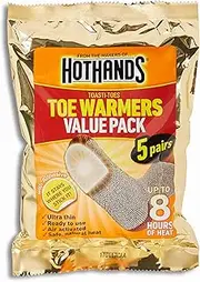 HOTHANDS ToastiToes Toe Warmers Pair Value Pack Air Activated Warmers Up to 8 Hours of Heat, 5 count