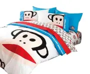 TWIN - Paul Frank Julius & Friends Monkeys on White DECO PILLOW & COMFORTER SET