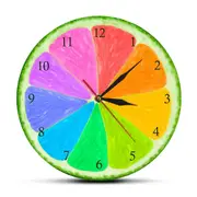 Citrus Rainbow Wall Clock Silent Non Ticking Natural Flavors Home Decor