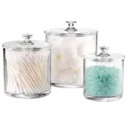 3 Pack Premium Acrylic Qtip Holder Apothecary Jars Bathroom Vanity Organizer ...