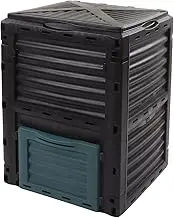 Brilluxa Compost Bin, Outdoor Compost Container with Hinged Top Lid and Air Vent, Garden Waste Composter for Kitchen Scraps