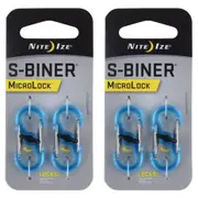4pc Nite Ize S-Biner Microlock Polycarbonate Carabiner Lock Camping/Hiking Blue