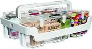 Deflecto Caddy Organizer, Stackable with Three Compartments, White and Clear (29003CR)