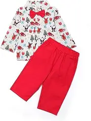 [Generic] Baby Boy Clothes 2t Xmas Child Toddler Kids Baby Boys Cartoon Long Sleeve Shirt Solid Pants Trousers Christmas Outfit Set 2PCS Clothes Youth Wrestling Warm up (D, 12-18 Months)