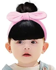 Meindin Baby Bangs Wig Headband - Toddler Bowknot Bangs Wigs | Breathable Lovely Hair Accessories for Celebrations Stage Performances Festivals