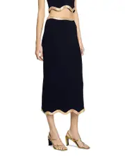 Sandro Chain Trim Midi Skirt 40 FR/8 US
