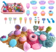 Play Sand Kits for Kids, Ice Cream Sensory Bin Sandbox to Make Cake with 1.5KG M