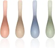 Eco-Friendly Wheat Straw Spoons, Healthy Unbreakable Microwave Dishwasher Safe Meal Spoon, 4 Pcs 5.9 Inch Europe Style Spoon Sets for Kid or Adult