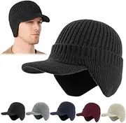 [YAUNJI] Elastic Warm Ear Protection Knitted Hat, 2025 New Winter Beanie with Brim and Ear Flaps for Men Women