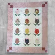 patchwork quilt（33in×27in）Japan Tapestry「tulip pattern」Handmade tapestry vintage