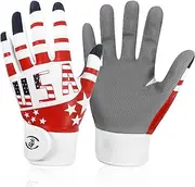 Youth Baseball Batting Gloves Leather Softball Batting Gloves Super Grip Finger Fit for Kids