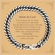 [Generic] Mum In Law Gift. Best Thank You Gifts for Mum In Law, I Love You Even More. Appreciation Gifts, Cuban Link Chain Bracelet with Message Card for Mum In Law, Small, Silver Plated Zinc, Cubic Zirconia