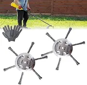 String Trimmer Replacement Head, 6 Inch Steel Wire Brush Cutter Trimmer Head, Weed Eater Weedeater Blades, Indestructible Weed Wacker Blade for Landscapes, Grass Trimming (6 Leaves*2)