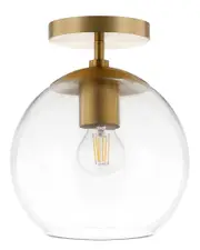 Abraham + Ivy Bartlett Brass Semi Flush Mount Ceiling Light With Clear Glass