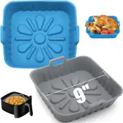2-Pack Silicone Air fryer Basket Square liners 9 inch Large Reusable Tools New